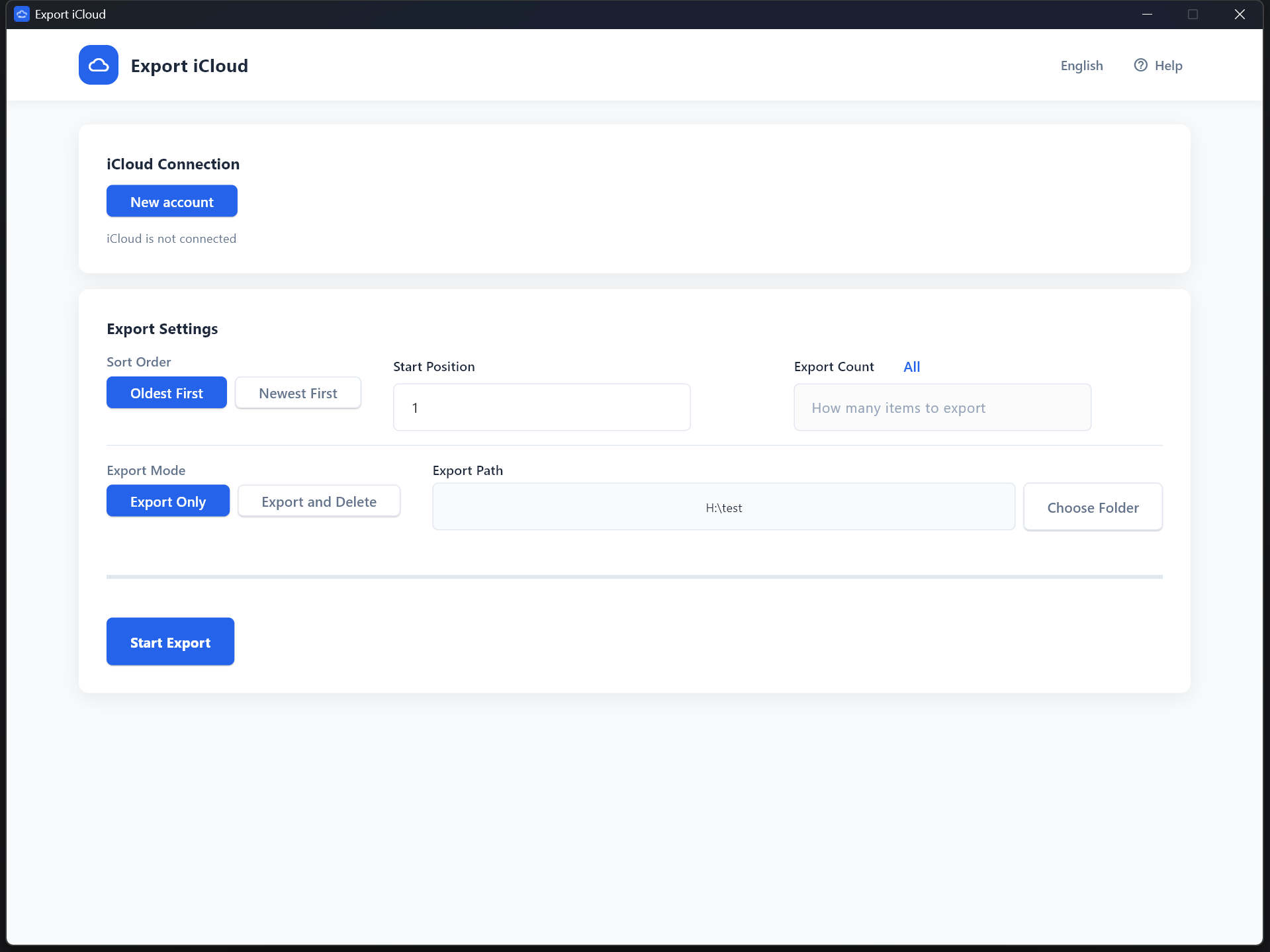 Export iCloud Desktop startup screen